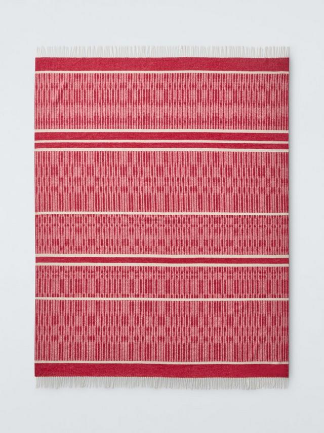 John Lewis X CollagerieIkat Stripe Merino Wool Throw L185 x W140 Bright Red
