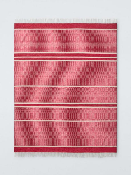 John Lewis X CollagerieIkat Stripe Merino Wool Throw L185 x W140 Bright Red