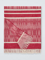 John Lewis X CollagerieIkat Stripe Merino Wool Throw L185 x W140 Bright Red