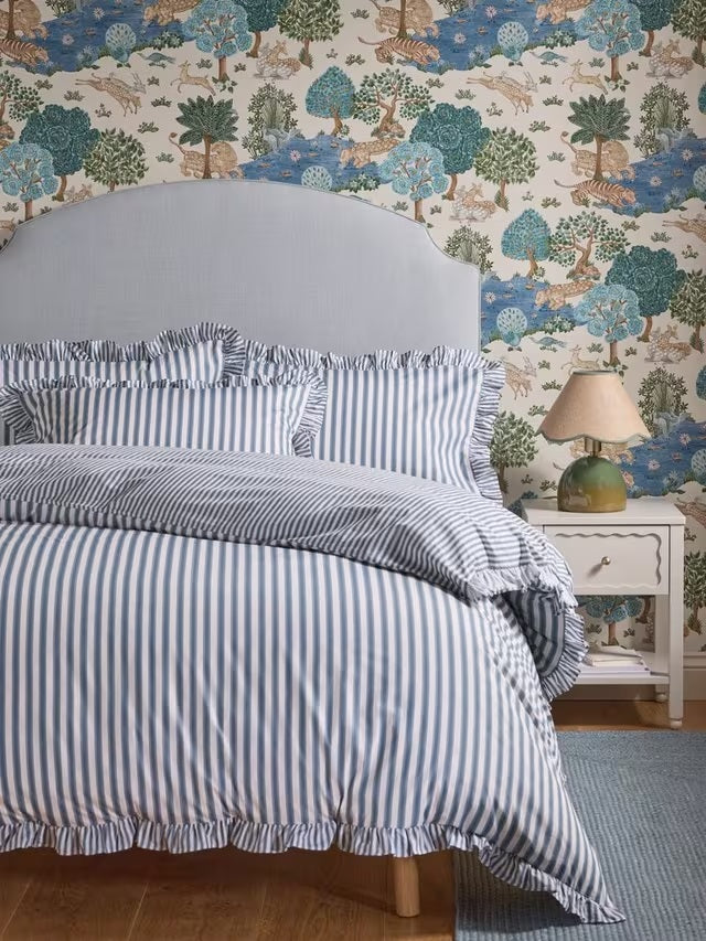 John Lewis x Sanderson Pinetum Blue/White Stripe Duvet Cover Set - King Size