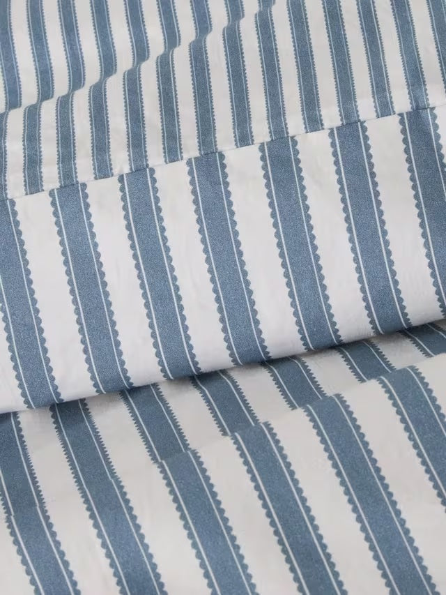 John Lewis x Sanderson Pinetum Blue/White Stripe Duvet Cover Set - King Size