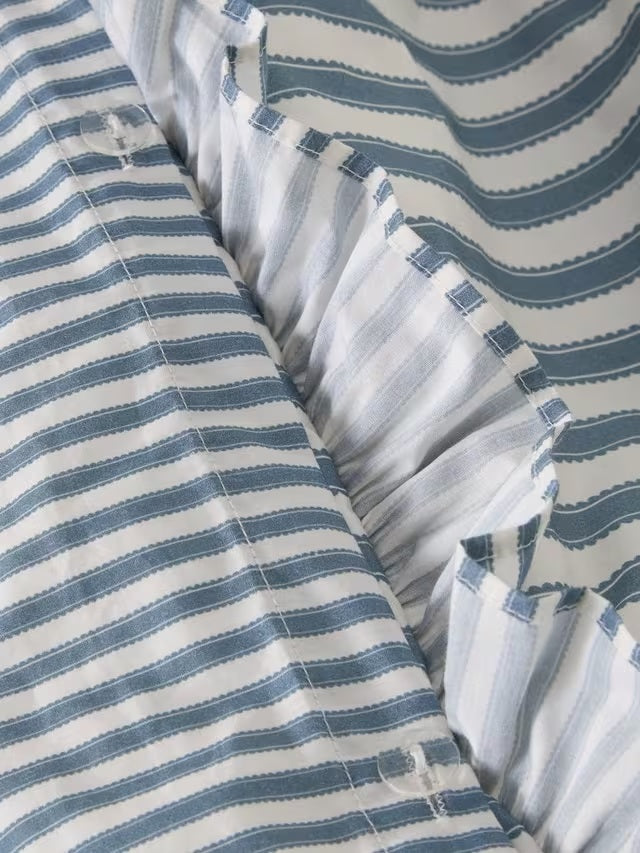 John Lewis x Sanderson Pinetum Blue/White Stripe Duvet Cover Set - King Size