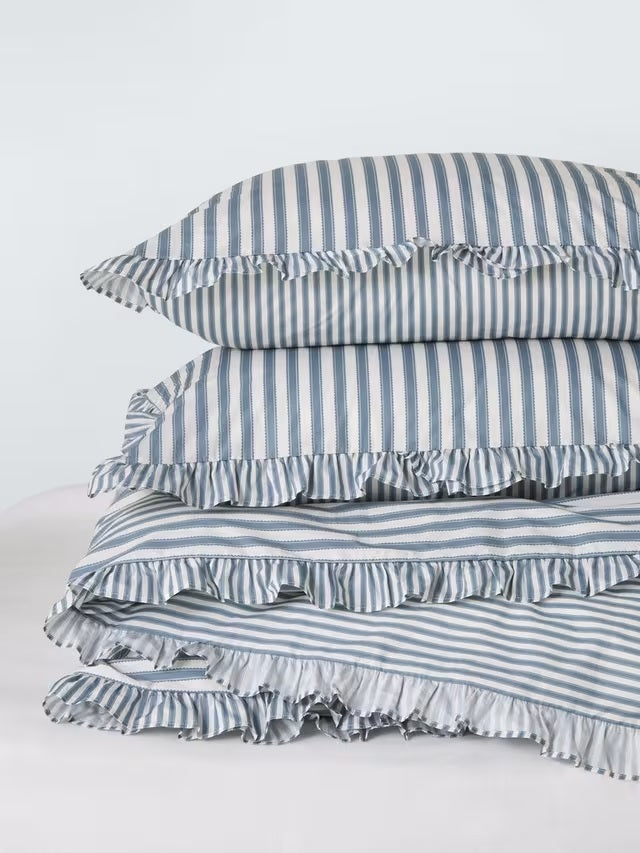 John Lewis x Sanderson Pinetum Blue/White Stripe Duvet Cover Set - King Size