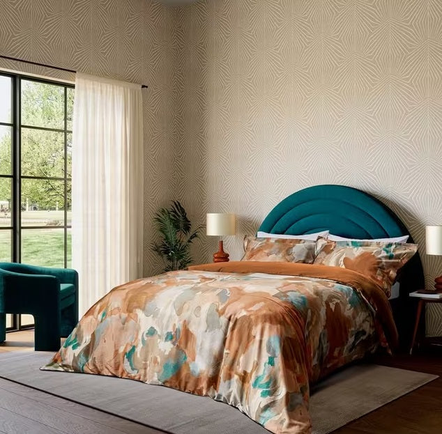 Harlequin Foresta Abstract Cotton Sateen Duvet Cover Set - Terracotta - King