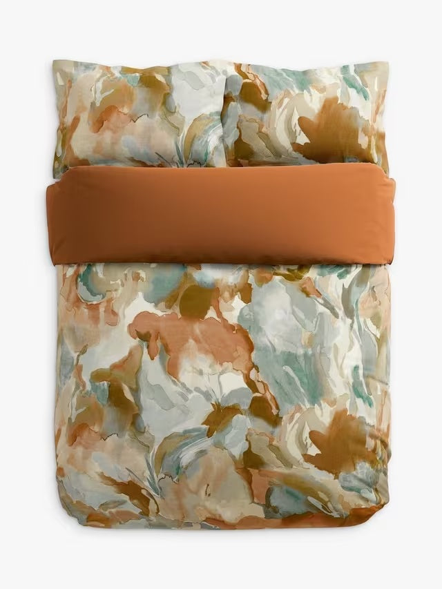 Harlequin Foresta Abstract Cotton Sateen Duvet Cover Set - Terracotta - King