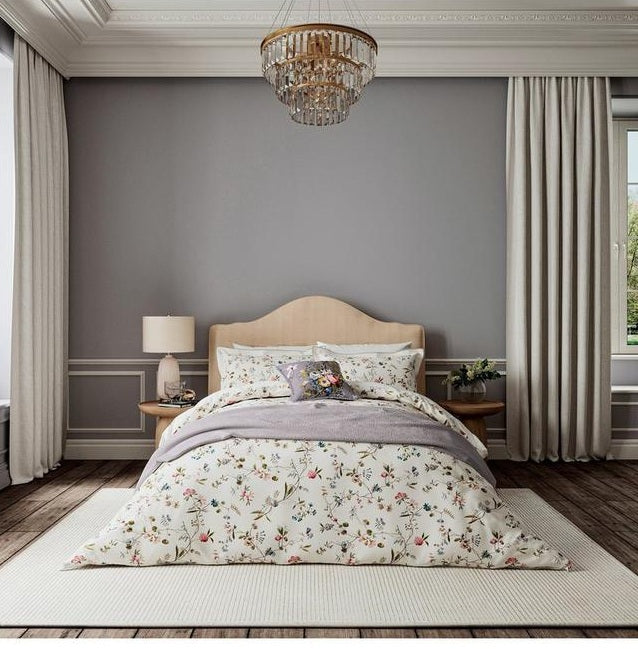 V&A Renaissance Textured Cotton Gard Throw H220 x W170cm - Purple Mid