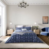 Bedeck of Belfast Ellis Stripe Blue Cotton Duvet Cover Set - King Size