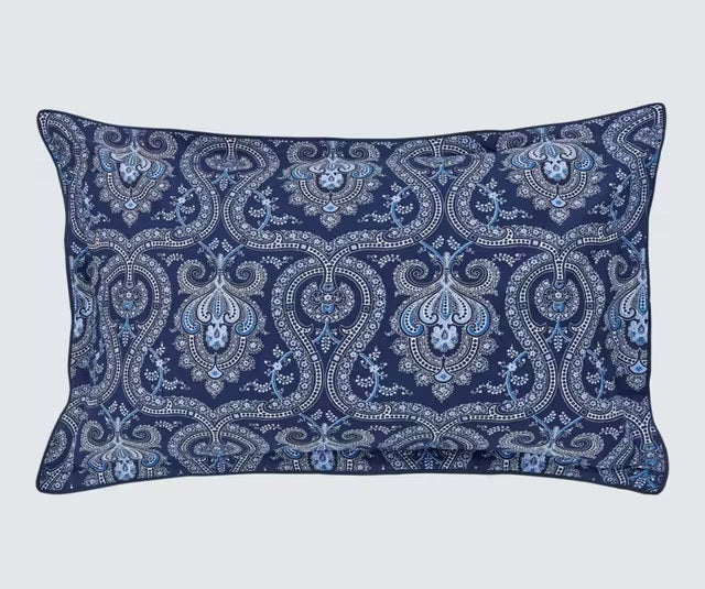 Bedeck of Belfast Ellis Stripe Blue Cotton Duvet Cover Set - King Size