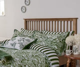 Burleigh x Bedeck Hibiscus Floral Cotton Green Stripe Duvet Cover Set - King - Kazoop 