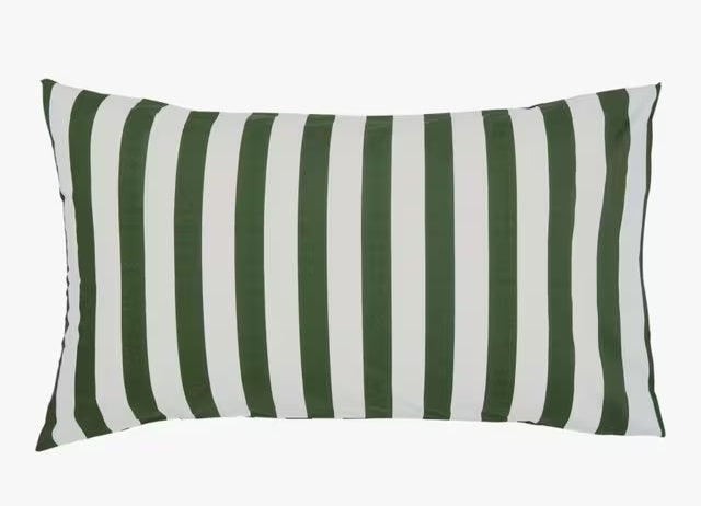 Burleigh x Bedeck Hibiscus Floral Cotton Green Stripe Duvet Cover Set - King - Kazoop 