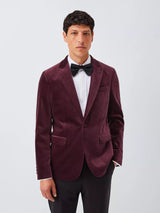 John Lewis Men's Slim Fit Single Breasted Cotton Velvet Blazer - Grape 40R