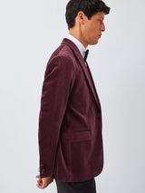 John Lewis Men's Slim Fit Single Breasted Cotton Velvet Blazer - Grape 40R
