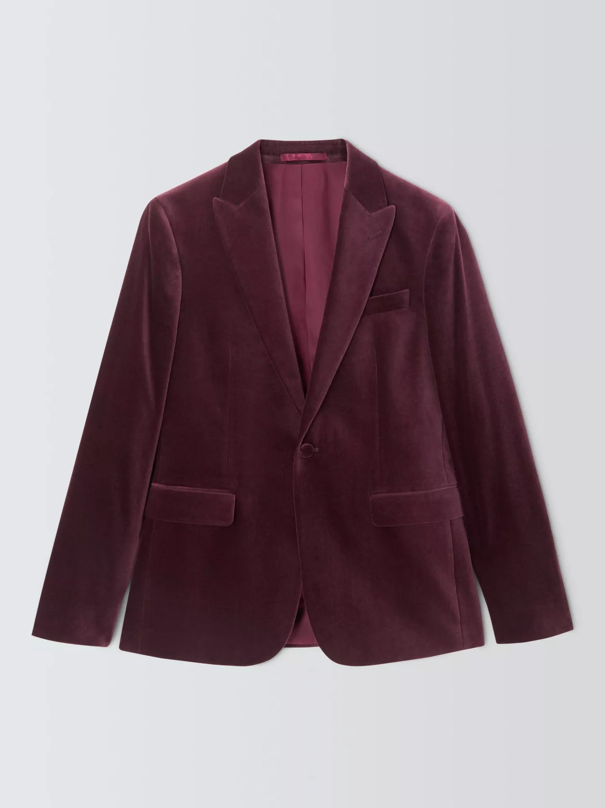 John Lewis Men's Slim Fit Single Breasted Cotton Velvet Blazer - Grape 40R