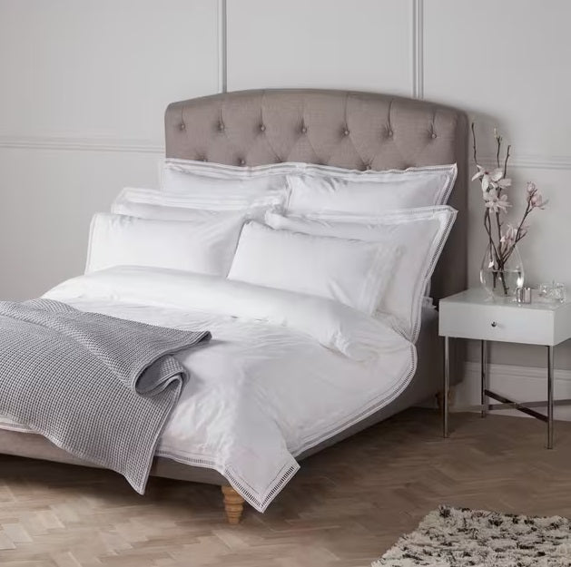 John Lewis Crisp & Fresh Antique Cotton White Duvet Cover - Super Kingsize