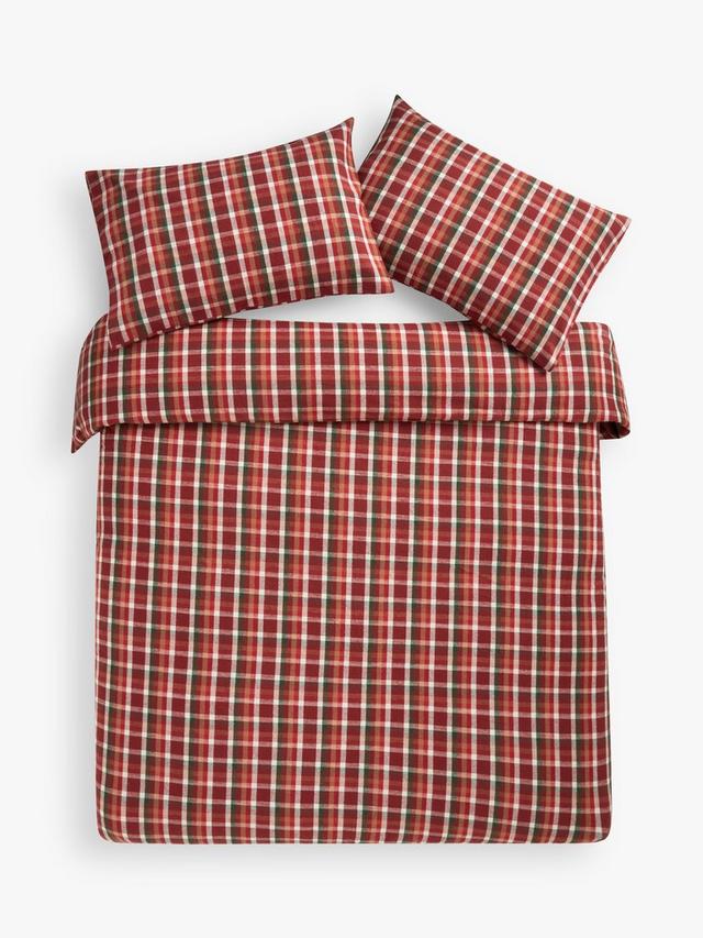 John Lewis Rubin Brush Check Cotton Duvet Cover Set - Super King - Multi