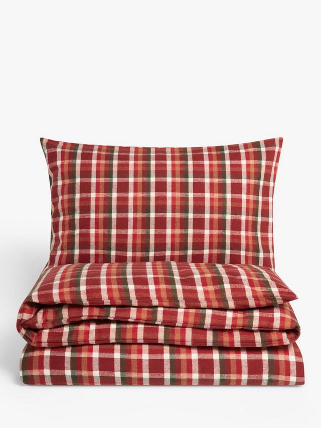 John Lewis Rubin Brush Check Cotton Duvet Cover Set - Super King - Multi