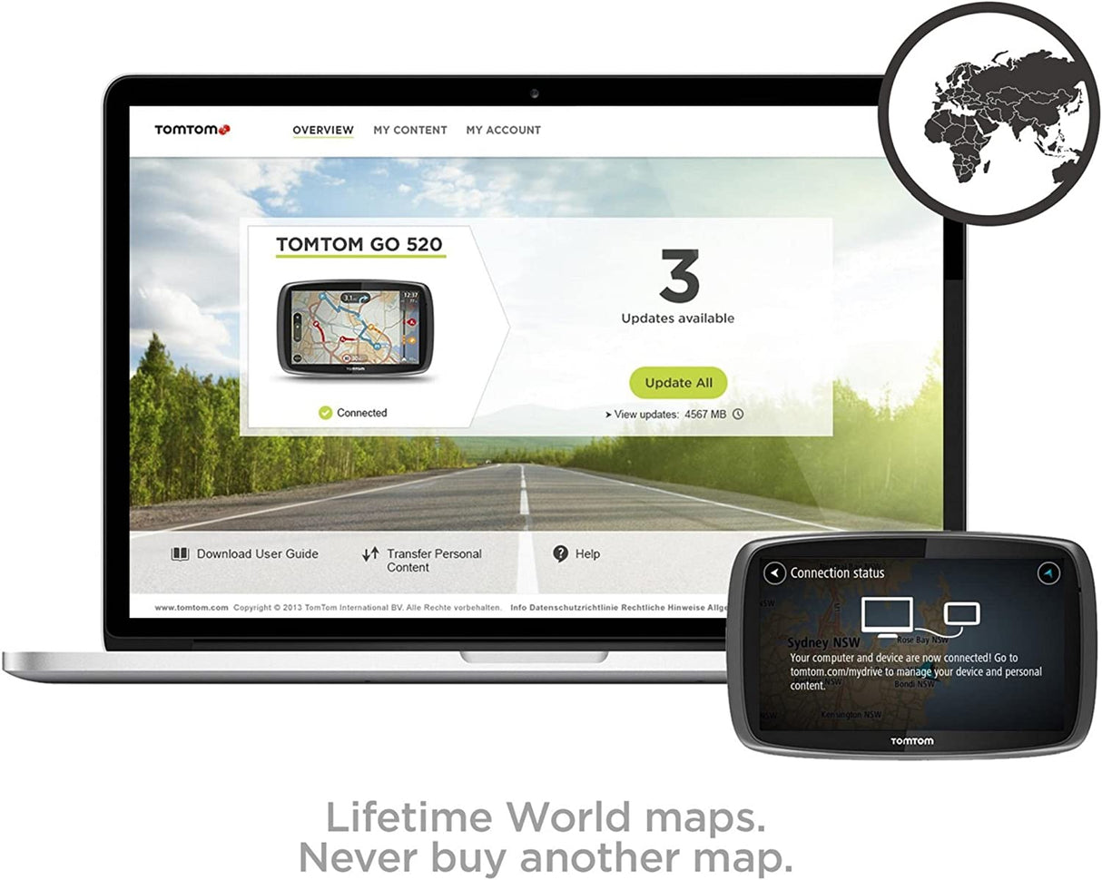 TomTom GO 520 5" Sat Nav with Worldwide Maps - Black - Kazoop 