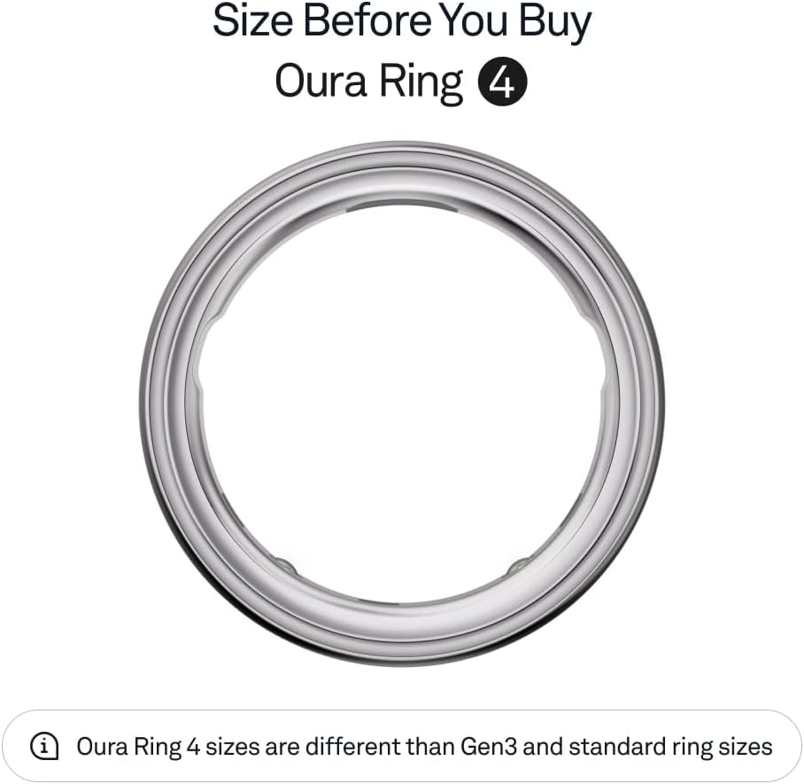 Oura Ring 4 Smart Heart Rate Sleep Tracking Device - Silver - Size 7