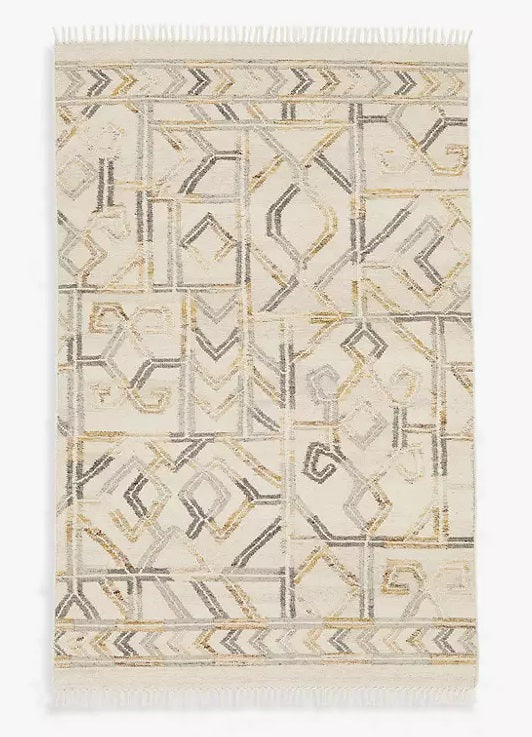 John Lewis Layla Geometric Wool Blend Rug L240 x W170cm - Turmeric