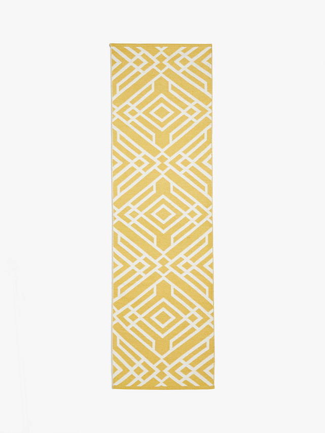 John Lewis Aztec Indoor & Outdoor Runner Rug L240 x W70cm - Mustard - Kazoop 