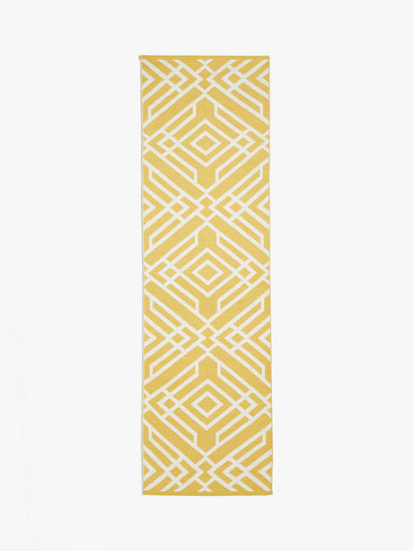 John Lewis Aztec Indoor & Outdoor Runner Rug L240 x W70cm - Mustard - Kazoop 