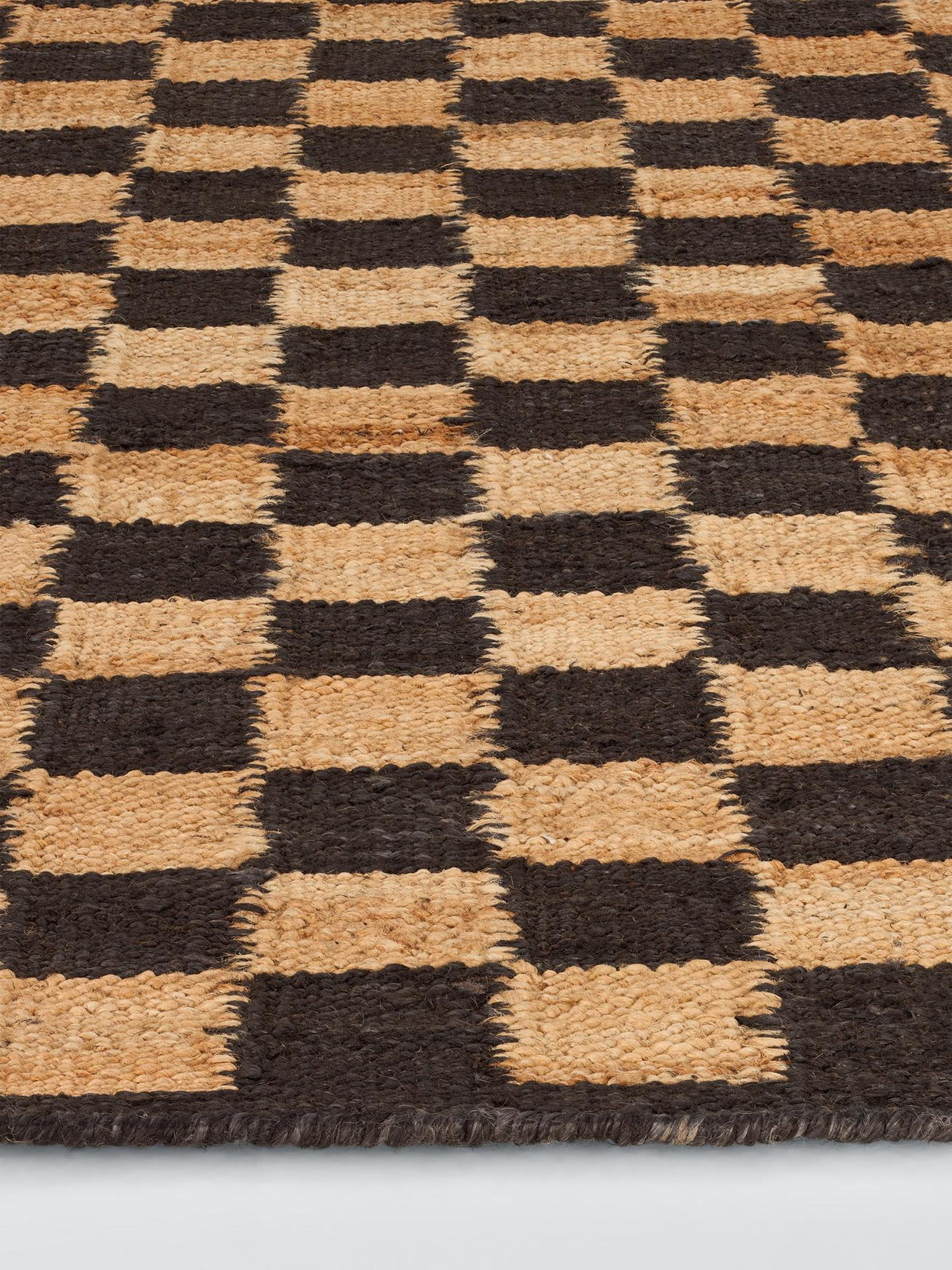 John Lewis Checkerboard Hand Woven Rectangle Pure Jute Rug Cocoa 240 x 170cm