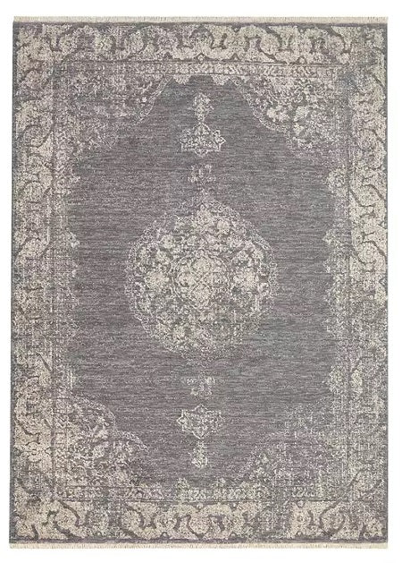 John Lewis & Partners Kabir Medallion Wool Rug L155 x W85cm - Blue/Grey - Kazoop 