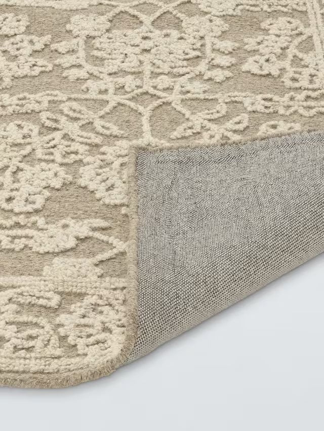 John Lewis Madeline Traditional Floral Wool Rich Rug L180 x W120cm - Oatmeal