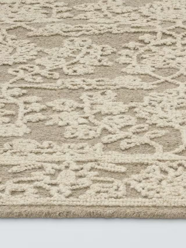 John Lewis Madeline Traditional Floral Wool Rich Rug L180 x W120cm - Oatmeal