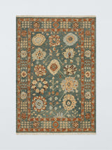 John Lewis Sumak Suzani Hand Knotted Floral Wool Rich Rug Green L300 x 200cm