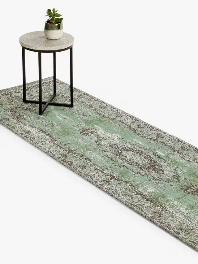 John Lewis Jaipur Traditional Cotton Runner Rug L240 x W70cm - Dusty Green