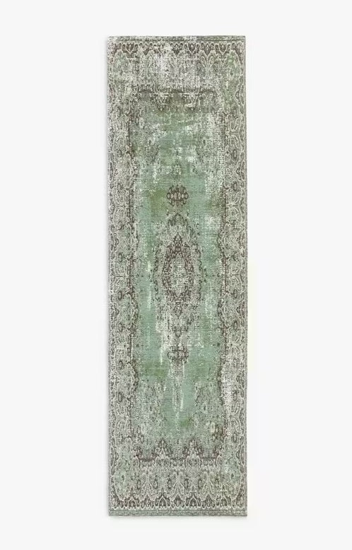 John Lewis Jaipur Traditional Cotton Runner Rug L240 x W70cm - Dusty Green