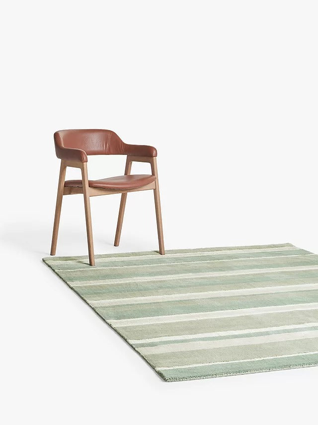 John Lewis Amelia Stripe Rug L150 x W90 x D1 cm - Duck Egg Green - Kazoop 