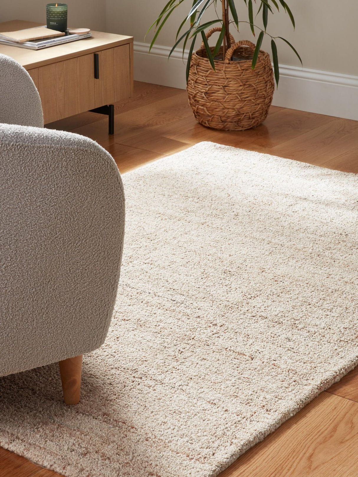 John Lewis Orkney Loop Pile Polyester Rectangular Rug Putty - L240 x W170cm