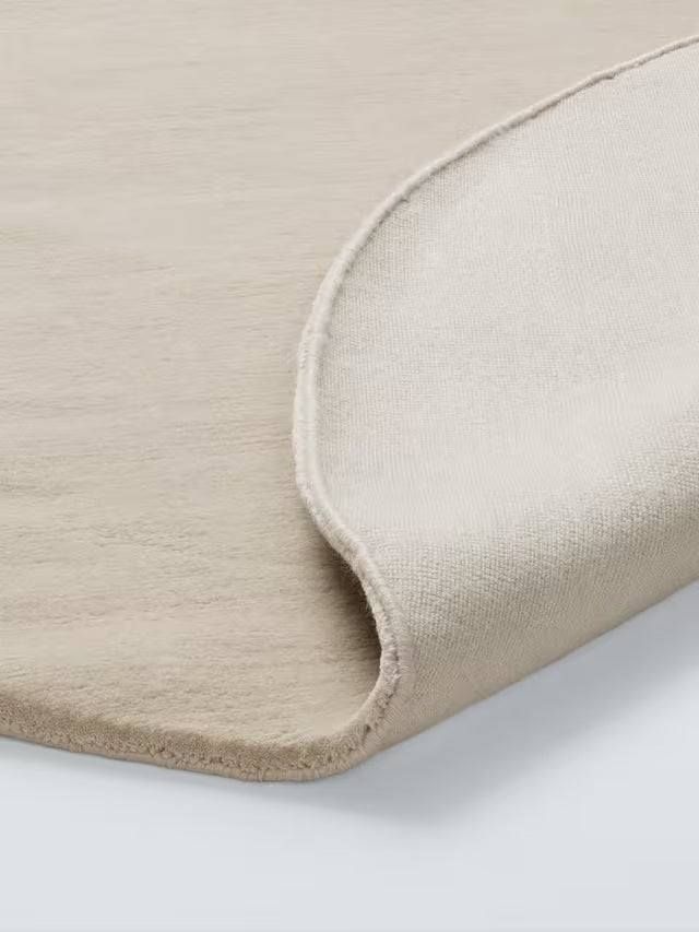 John Lewis Luxury Deep Pile Hand Woven Round Pure Wool Rug 180cm - Natural