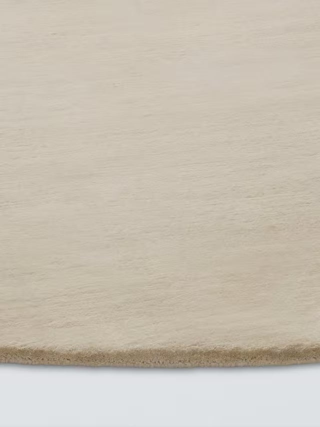 John Lewis Luxury Deep Pile Hand Woven Round Pure Wool Rug 180cm - Natural