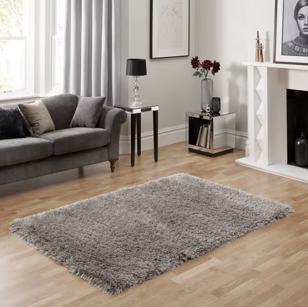 John Lewis Rhapsody Wool Blend Rectangular Shaggy Rug 290 x 200cm - Silver