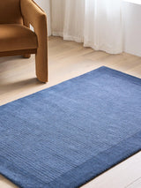 John Lewis ANYDAY Hand Loomed Border Wool Rug - Bluestone L170 x W110cm
