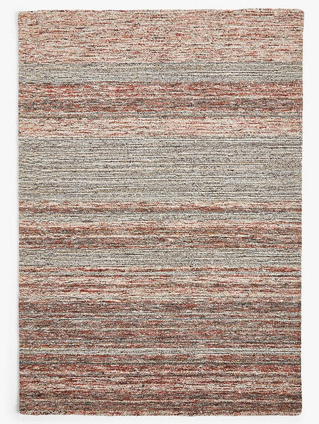 John Lewis Scandi Sketch Stripe Wool Blend Rug L300 x W200cm - Red/Multi - Kazoop 