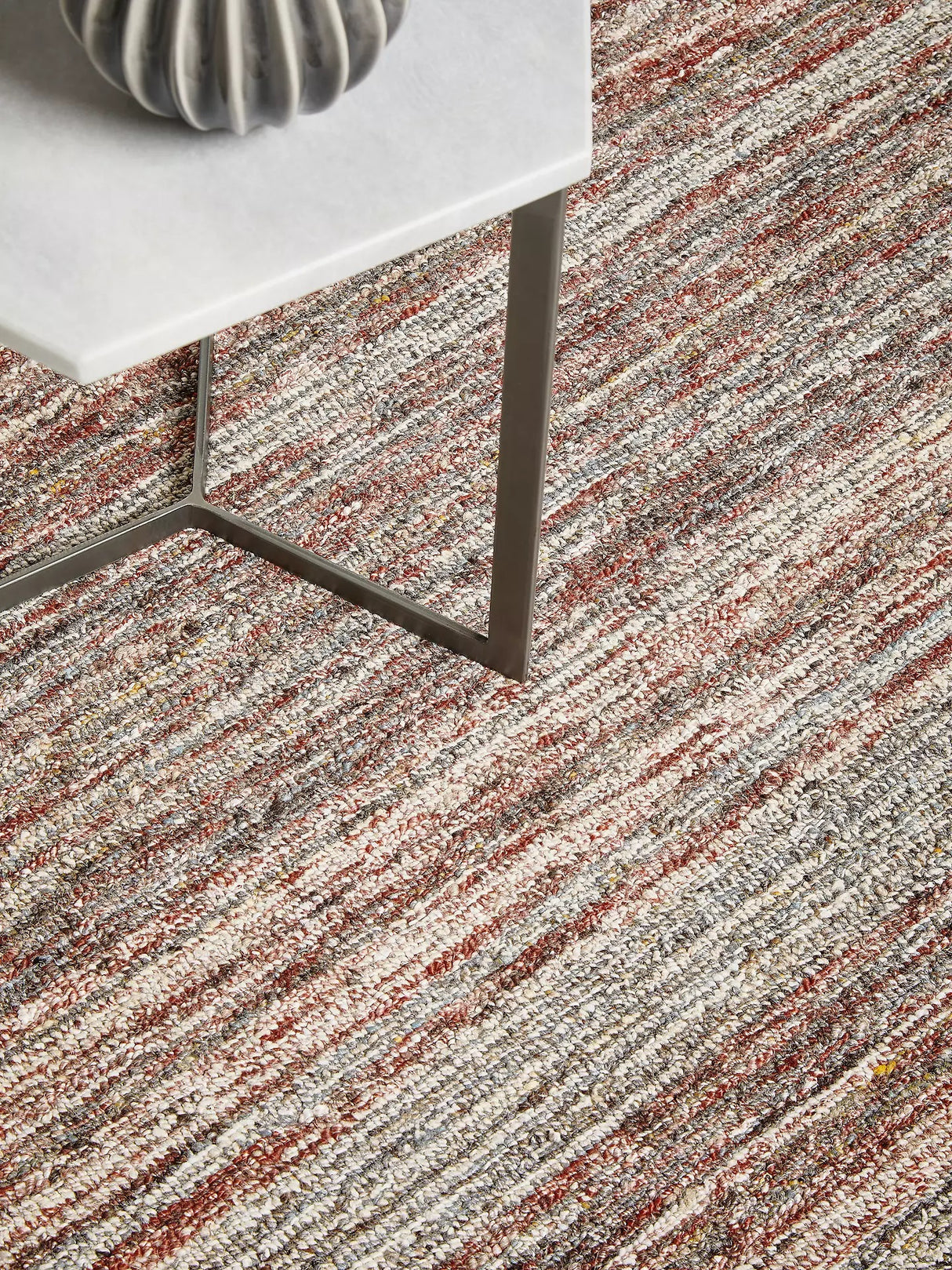 John Lewis Scandi Sketch Stripe Wool Blend Rug L300 x W200cm - Red/Multi - Kazoop 