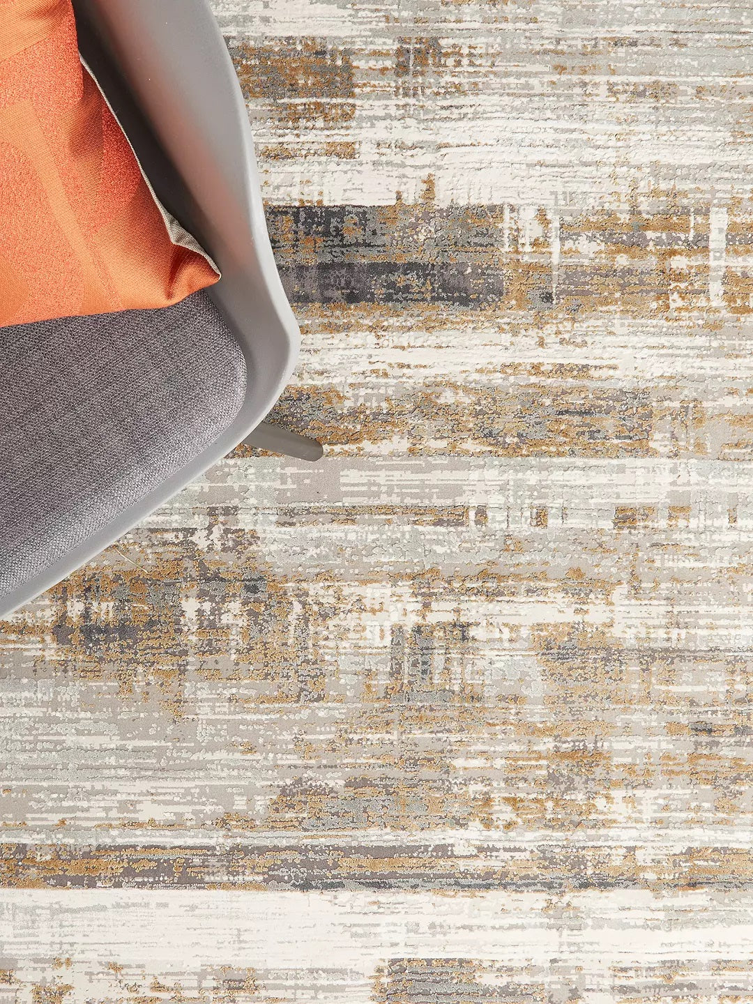 John Lewis & Partners Alora Abstract Stripe Rug L230 x W160cm - Gold/Silver