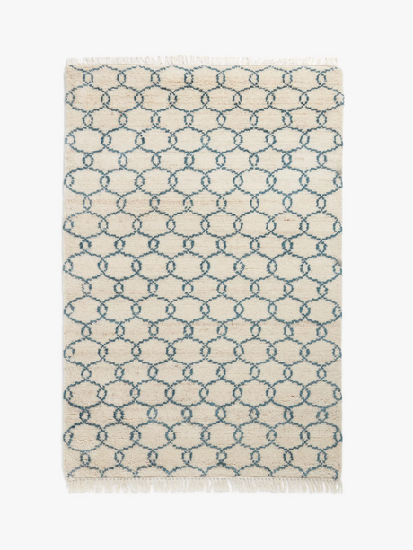 John Lewis & Partners Ogee Berber Style Rug 240 x 170cm - Teal - Kazoop 