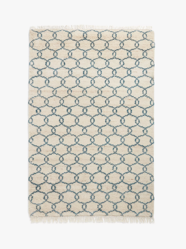 John Lewis & Partners Ogee Berber Style Rug 240 x 170cm - Teal - Kazoop 