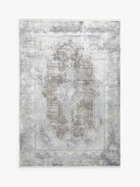 Gooch Luxury Distressed Traditional Medallion Rug L180 x W120cm - Silver