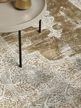 Gooch Luxury Distressed Medallion Traditional Rug L180 x W120cm - Bronze - Kazoop 