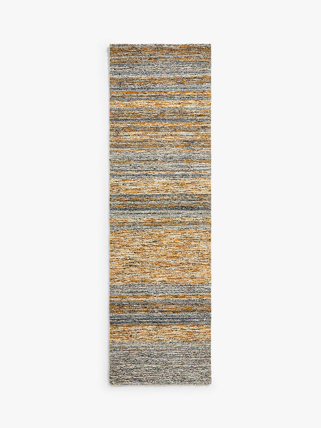 John Lewis & Partners Scandi Sketch Stripe Runner Rug L240 x W70cm - Saffron - Kazoop 