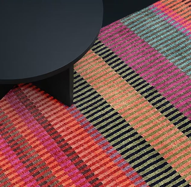 Margo Selby Bridge Stripe Rectangular Wool Pile Rug L180 x W120cm - Multi