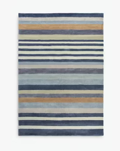 Harlequin Rosita Striped Rectangular Wool Rug L200 x W140cm - Blue/Multi