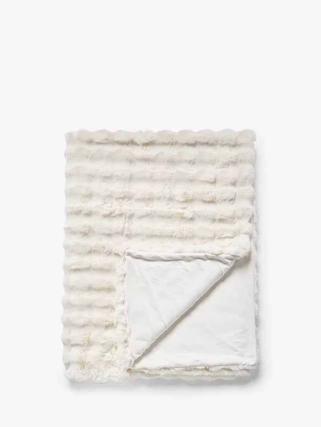 John Lewis Wave Fur Throw L200 x W150cm Polyester - Natural - Kazoop 