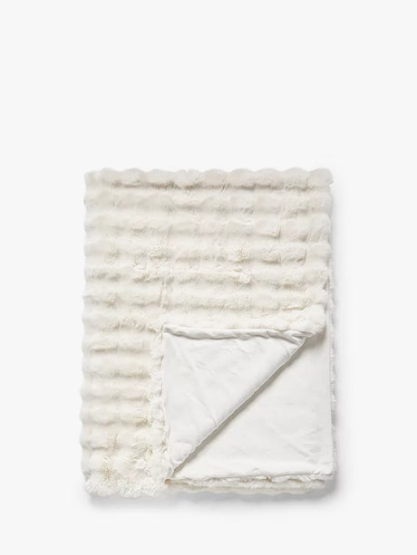 John Lewis Wave Fur Throw L200 x W150cm Polyester - Natural - Kazoop 